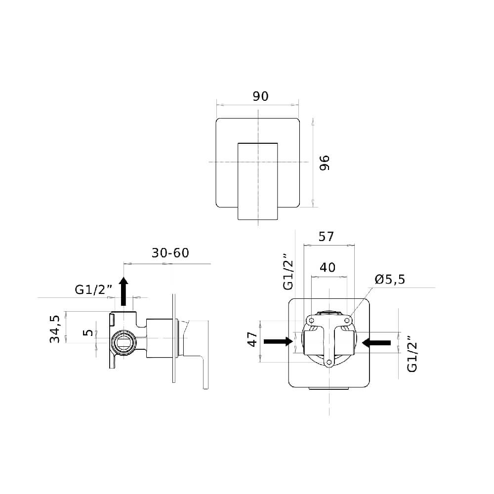 Set miscelatori Mamoli Blade incasso doccia una uscita lavabo alto e bidet per piletta click clack - Arcshop
