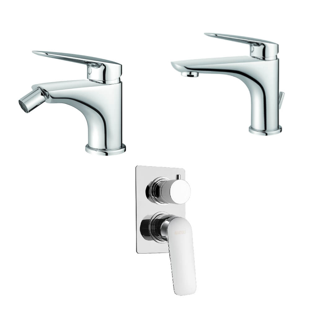 Set miscelatori Mamoli Penelope incasso doccia con deviatore due uscite lavabo e bidet piletta INCLUSA - Arcshop
