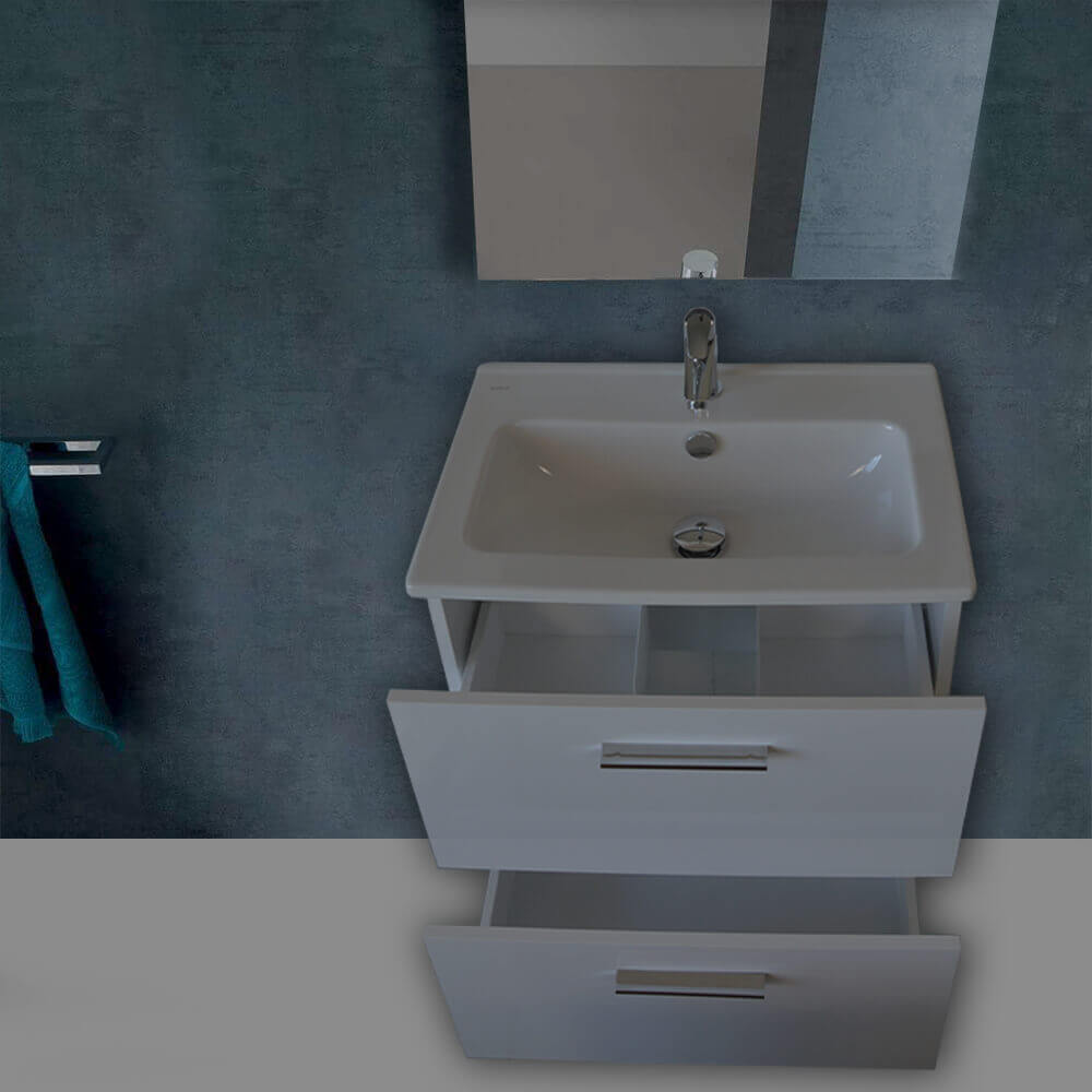 Mobile bagno Vitra 60 cm bianco salvaspazio con specchio e lampada Led Arcshop