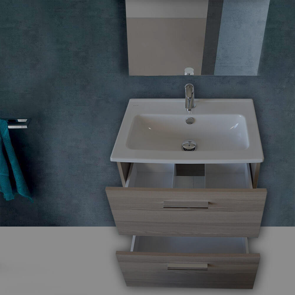 Mobile bagno Vitra 60 cm rovere scuro con specchio e lampada Led Arcshop