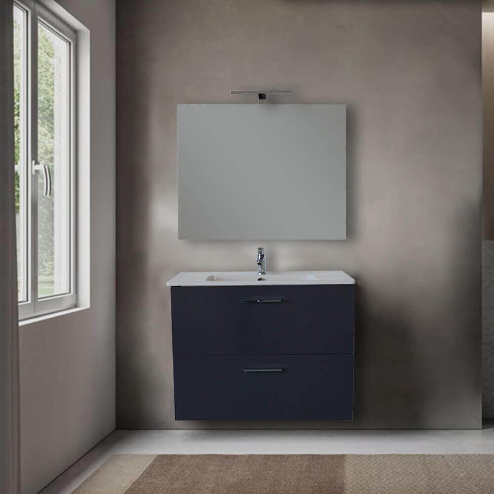 Mobile bagno Vitra 80 cm Antracite con specchio e lampada Led Arcshop