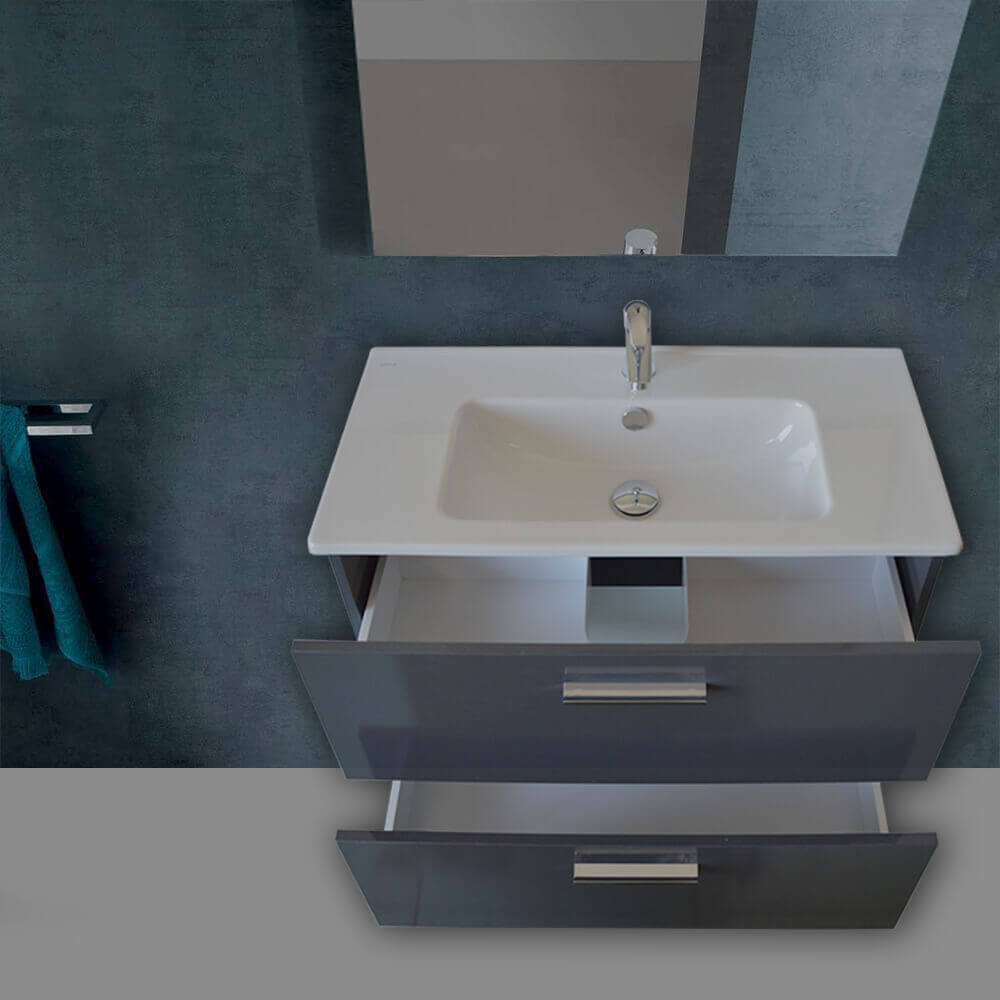 Mobile bagno Vitra 80 cm Antracite con specchio e lampada Led Arcshop