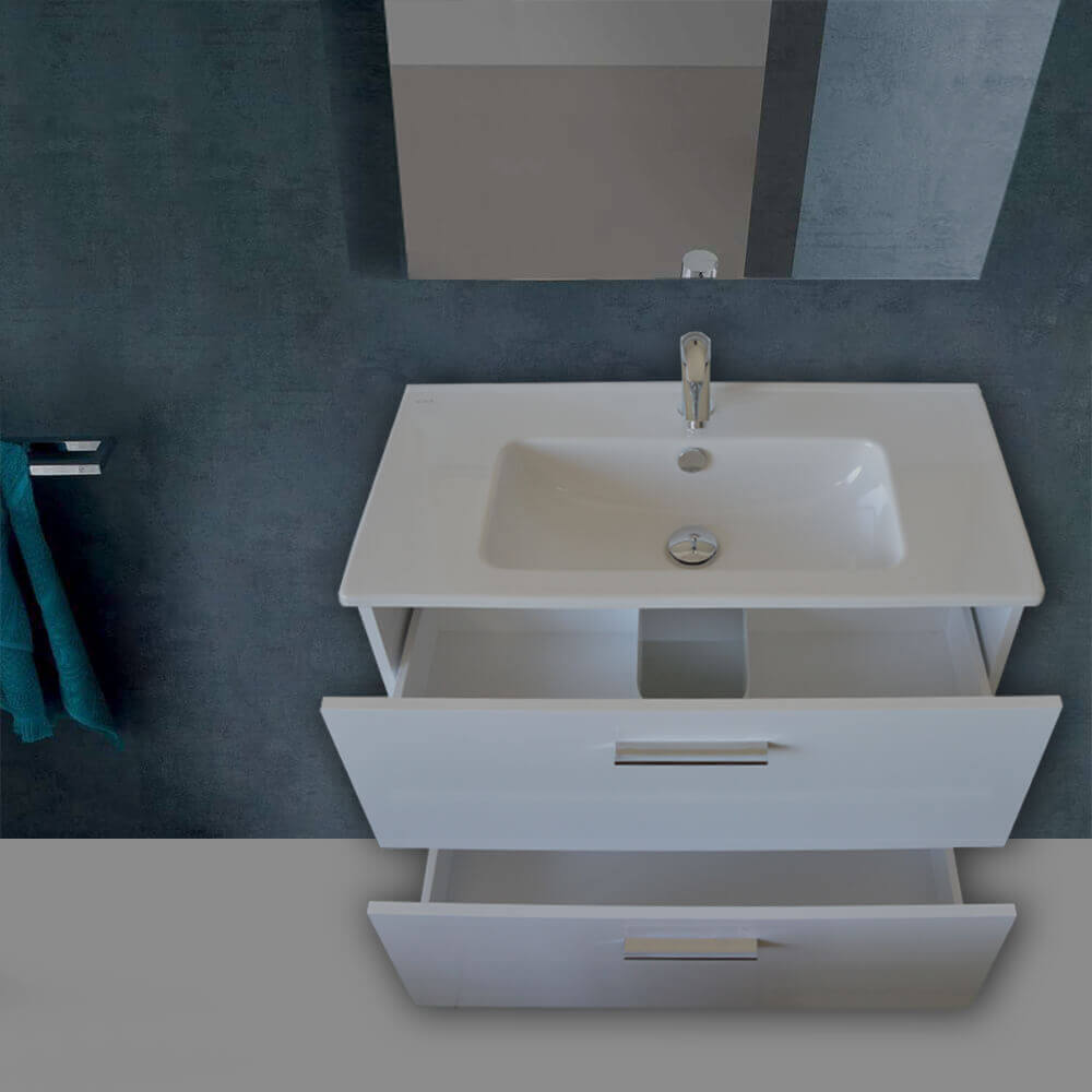 Mobile bagno 80 cm Vitra bianco con specchio e lampada Led Arcshop