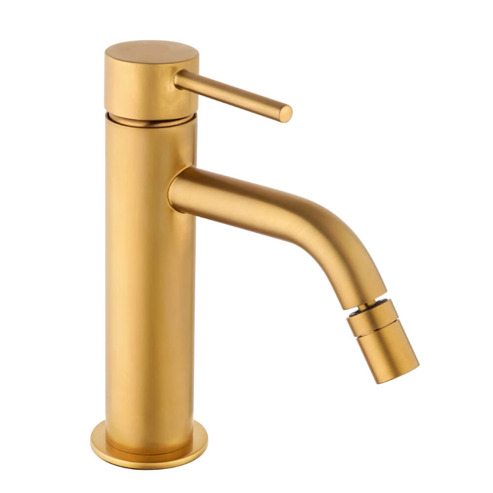 Miscelatore bidet con piletta Click Clack INCLUSA forma tonda oro spazzolato - Arcshop