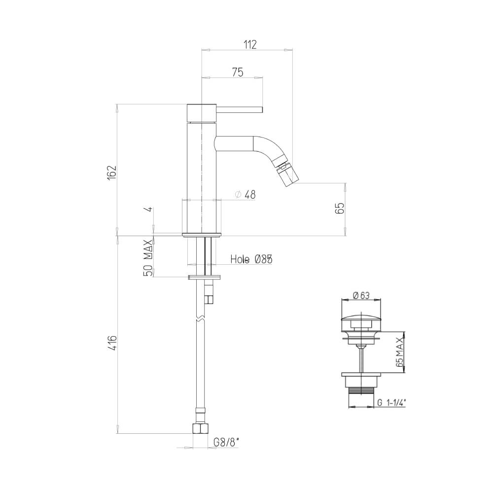 Set miscelatori incasso doccia con deviatore lavabo alto e bidet con piletta click clack INCLUSA forma tonda cromo - Arcshop