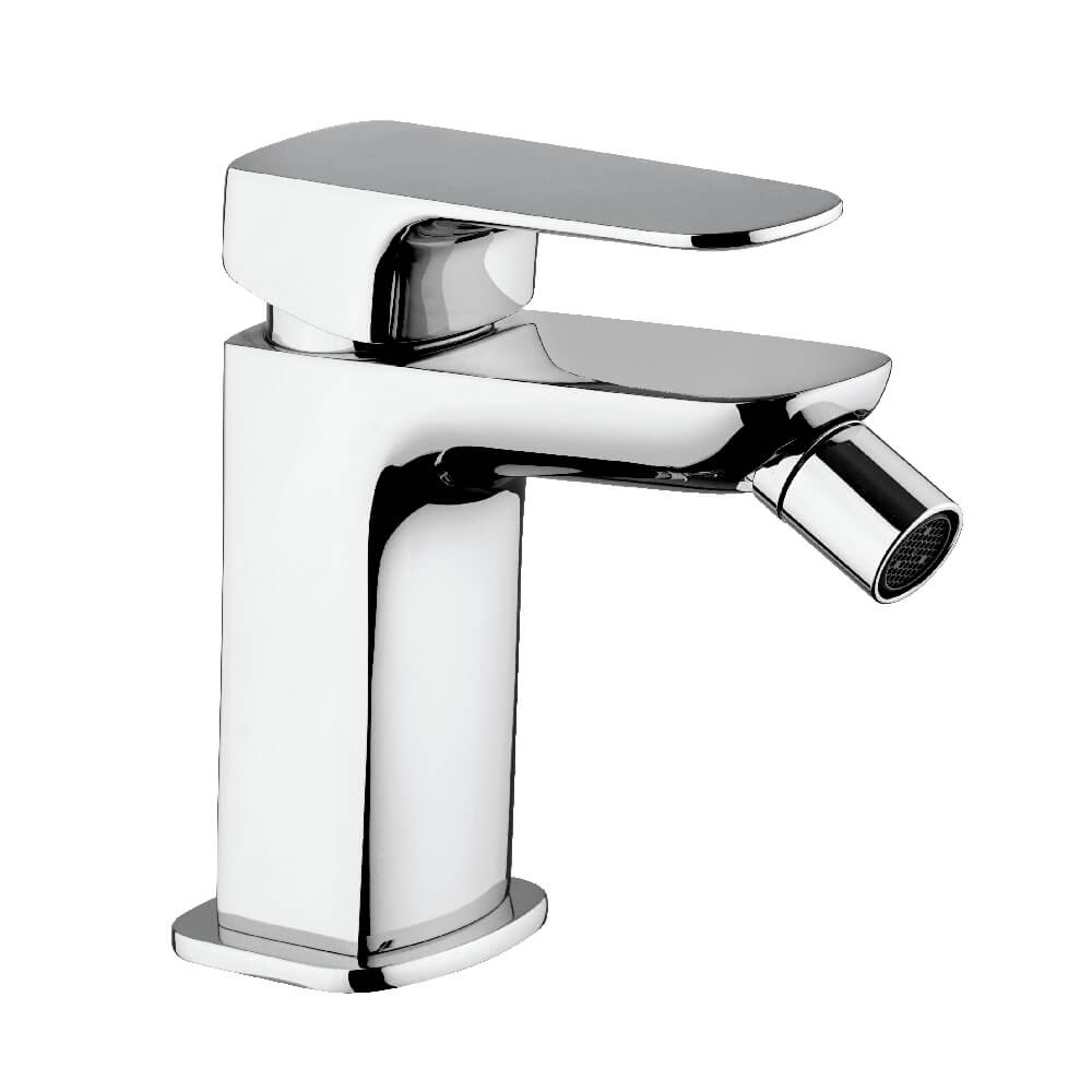 Miscelatore bidet con piletta Click Clack INCLUSA forma quadra cromo