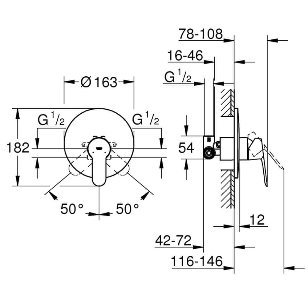 Grohe Bauedge miscelatore doccia con corpo incasso INCLUSO 29078000 Arcshop