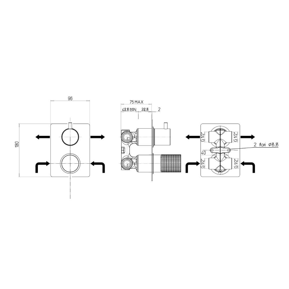 Miscelatore incasso doccia con deviatore due uscite Jacuzzi Rubinetteria Armonia Grip - Arcshop