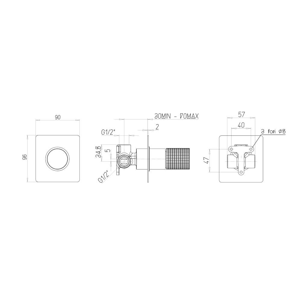 Miscelatore incasso doccia una uscita Jacuzzi Rubinetteria Armonia Grip - Arcshop