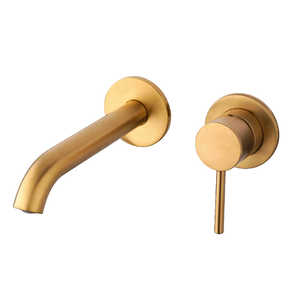 Set miscelatori incasso doccia con deviatore lavabo a parete e bidet con piletta click clack INCLUSA forma tonda oro spazzolato - Arcshop