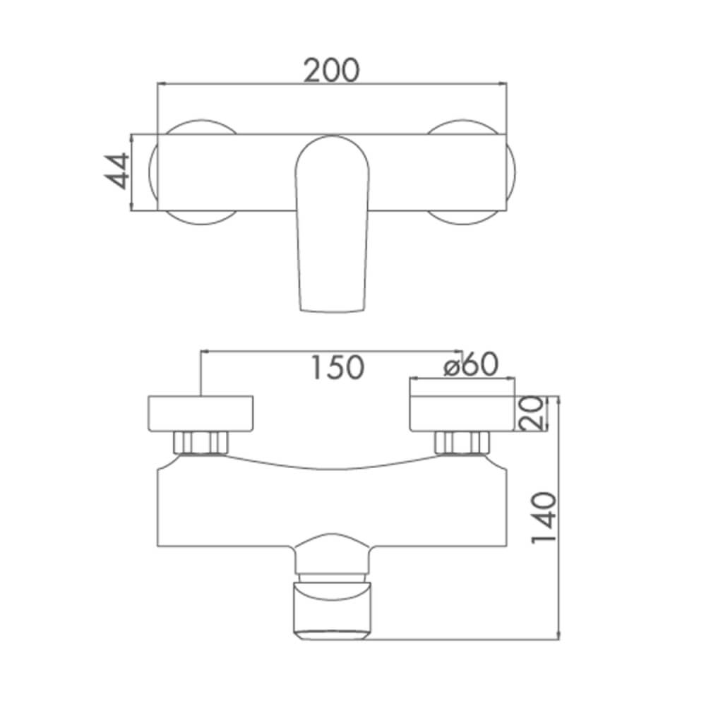 Miscelatore esterno doccia in ottone cromo Made in Italy - Arcshop