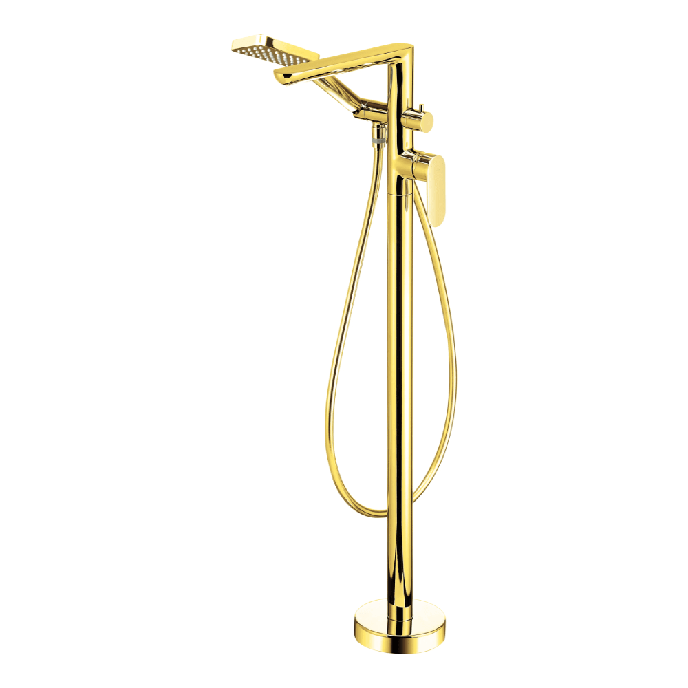 Miscelatore freestanding per vasca oro lucido