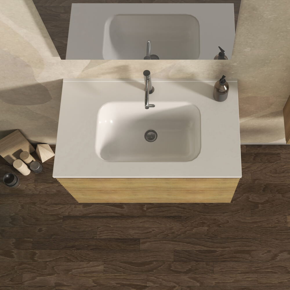 Mobile bagno sospeso cannettato orizzontale 80 cm Rovere tabacco - Malaga Arcshop