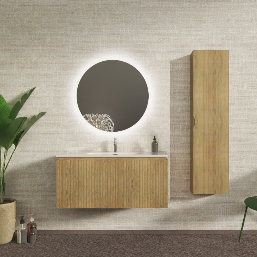 Mobile bagno cannettato sospeso 100 cm Rovere tabacco chiusura soft close - Marsiglia Arcshop
