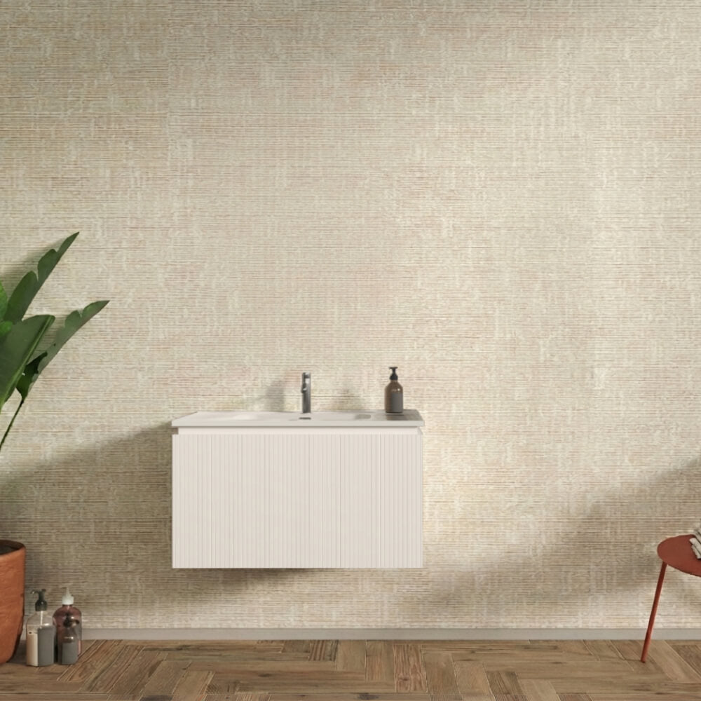Mobile bagno sospeso cannettato bianco opaco 80 cm - Marsiglia Arcshop