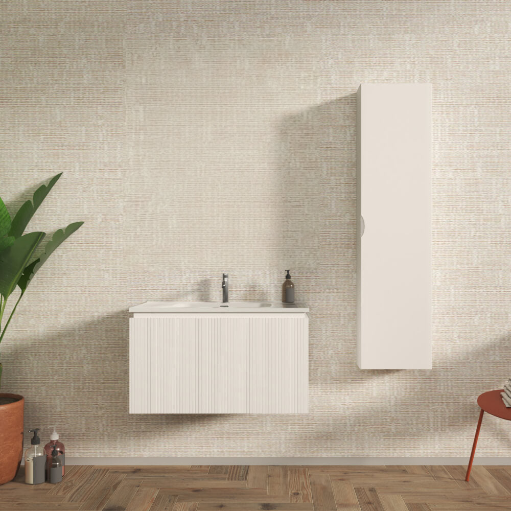 Mobile bagno sospeso cannettato bianco opaco 80 cm - Marsiglia