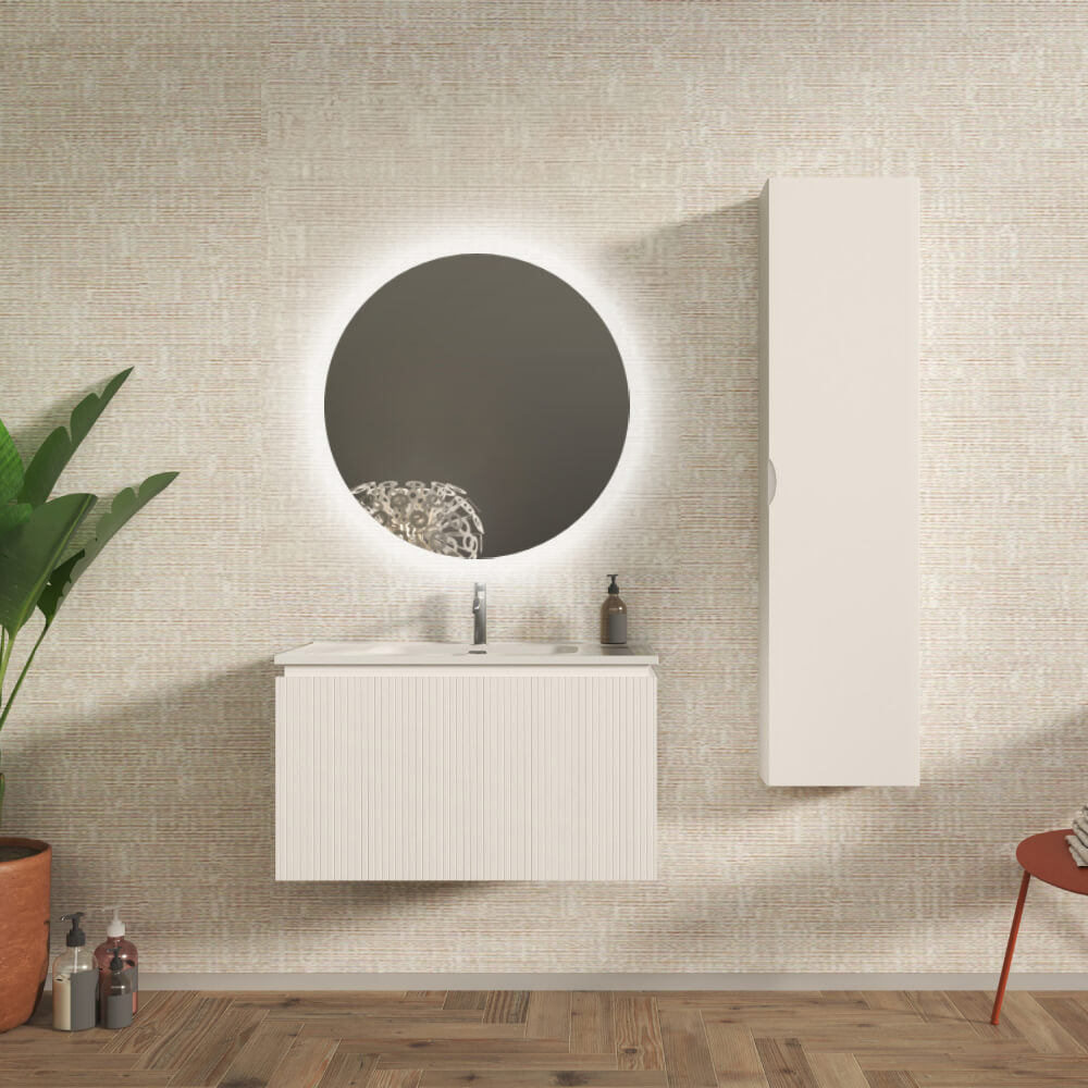 Mobile bagno sospeso cannettato bianco opaco 80 cm - Marsiglia Arcshop