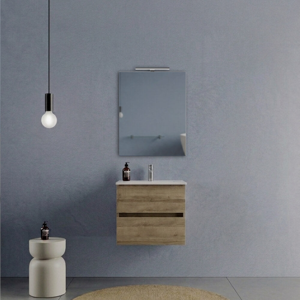 Mobile Bagno Sospeso 60 cm Rovere - Modello Porto con Lavabo in Ceramica