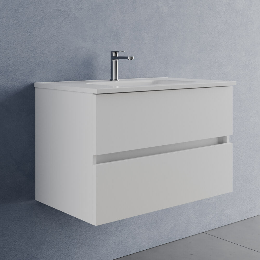 Composizione Bagno Sospesa 80 cm Bianco Opaco - Mobile Porto con Lavabo e Opzioni Set