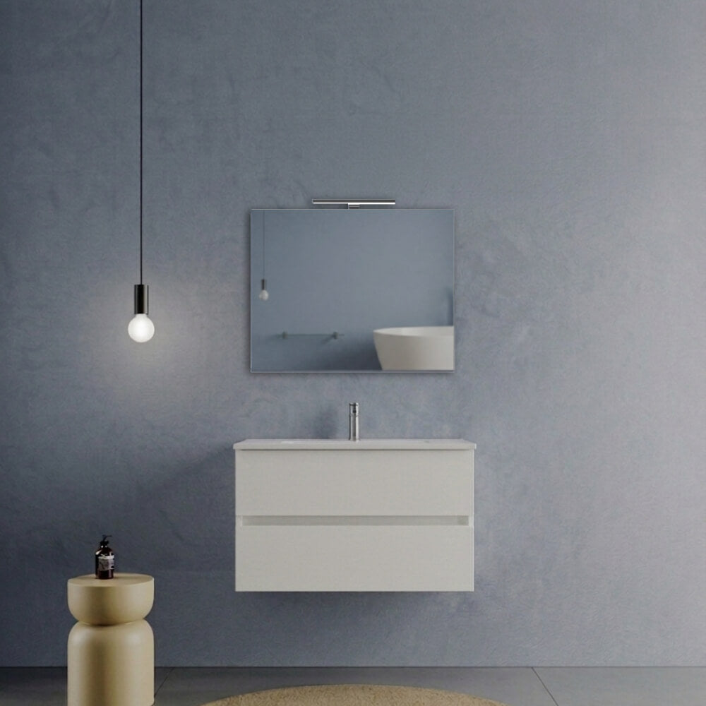 Composizione Bagno Sospesa 80 cm Bianco Opaco - Mobile Porto con Lavabo e Opzioni Set