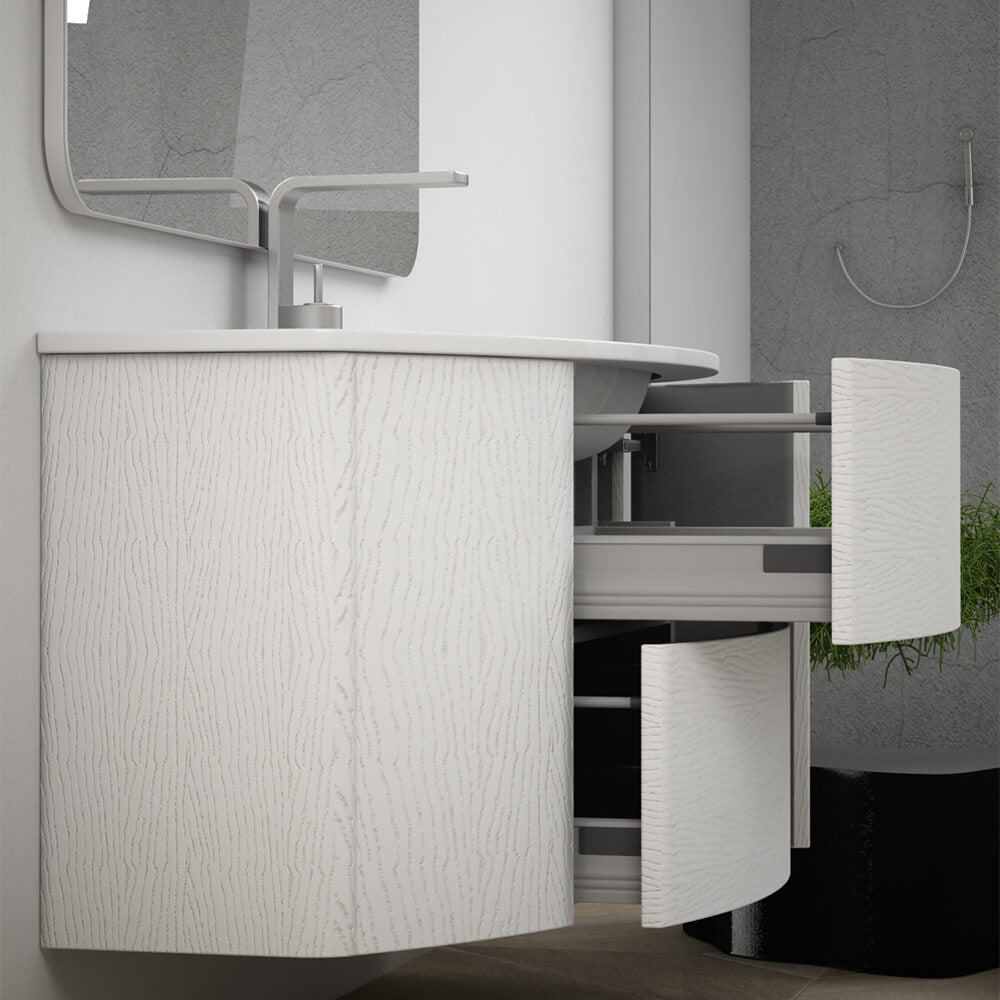 Mobile da bagno bianco frassino sospeso 120 cm Arcshop