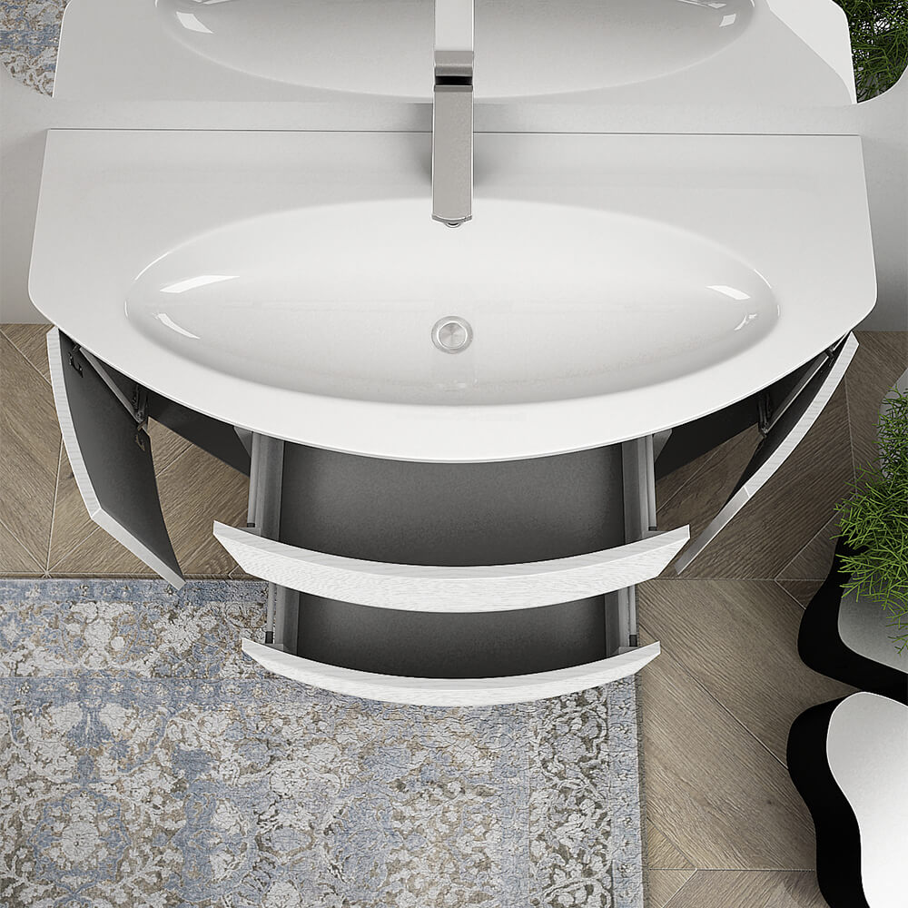 Mobile da bagno bianco frassino sospeso 120 cm Arcshop