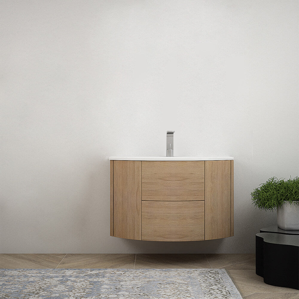 Mobile bagno sospeso Rovere tabacco 90 cm tondo Arcshop