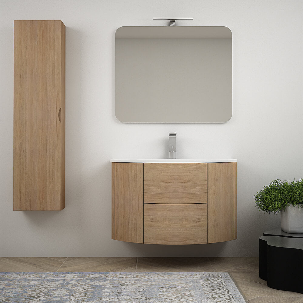 Mobile bagno sospeso Rovere tabacco 90 cm tondo Arcshop
