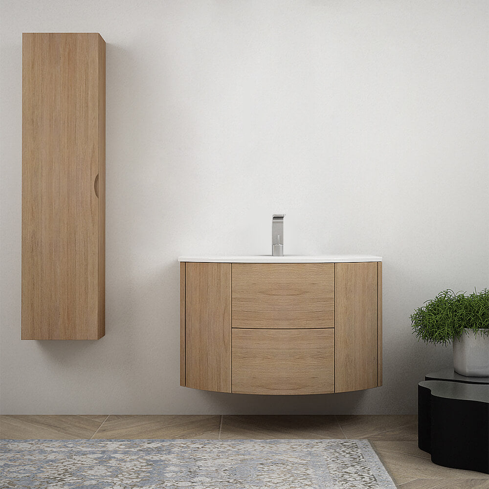 Mobile bagno sospeso Rovere tabacco 90 cm tondo Arcshop