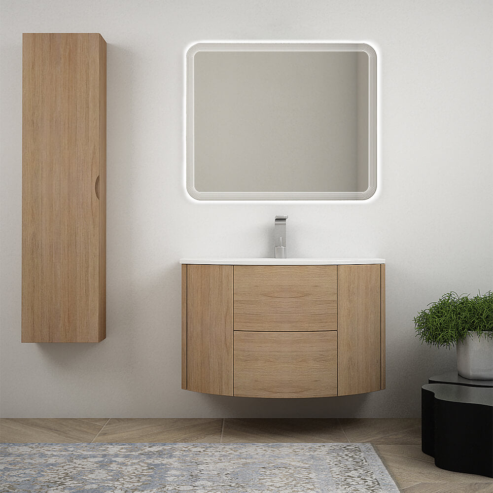 Mobile bagno sospeso Rovere tabacco 90 cm tondo Arcshop