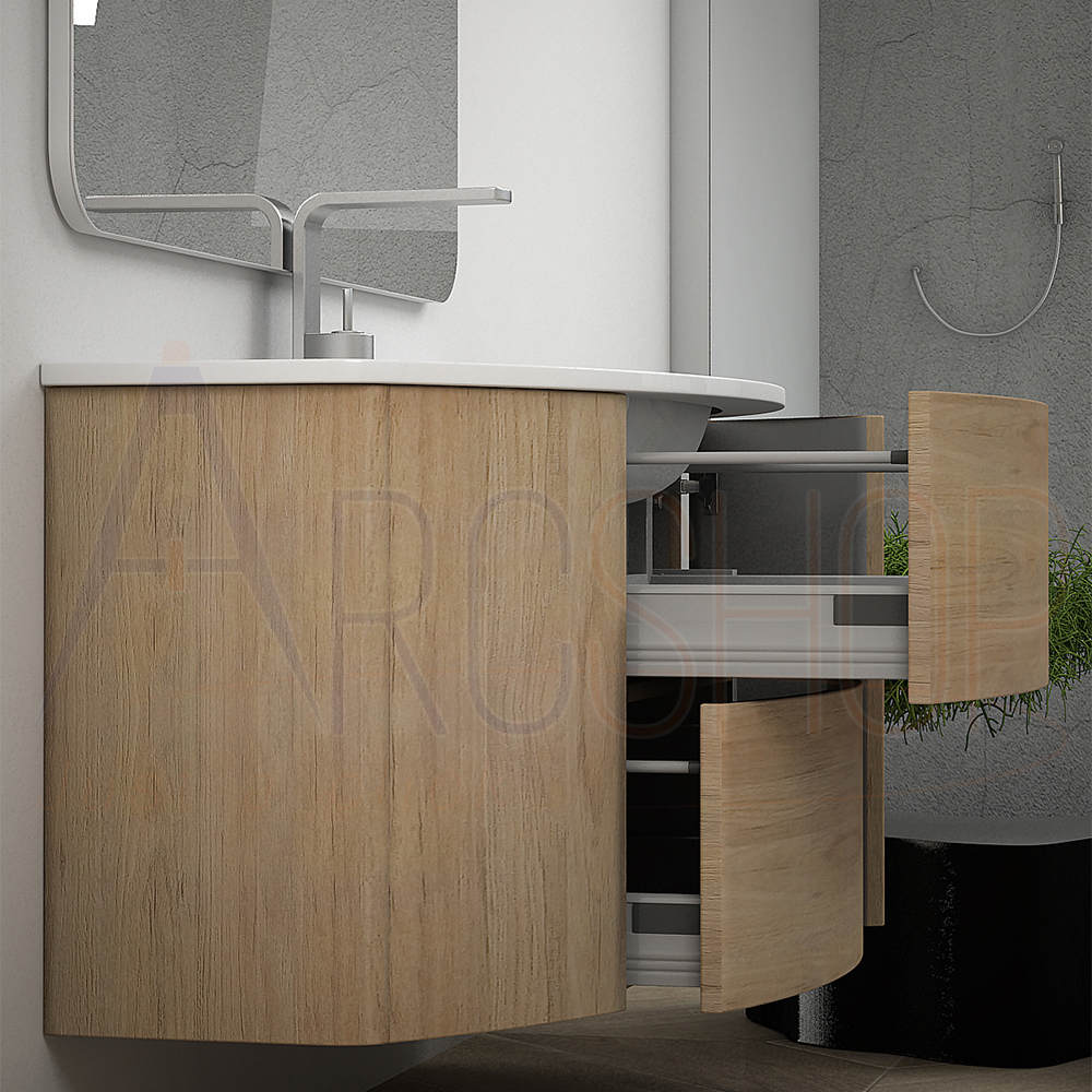 Mobile bagno sospeso Rovere tabacco 90 cm tondo