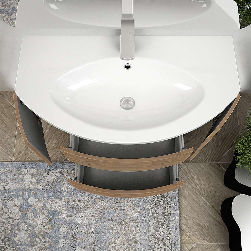 Mobile bagno sospeso Rovere tabacco 90 cm tondo Arcshop