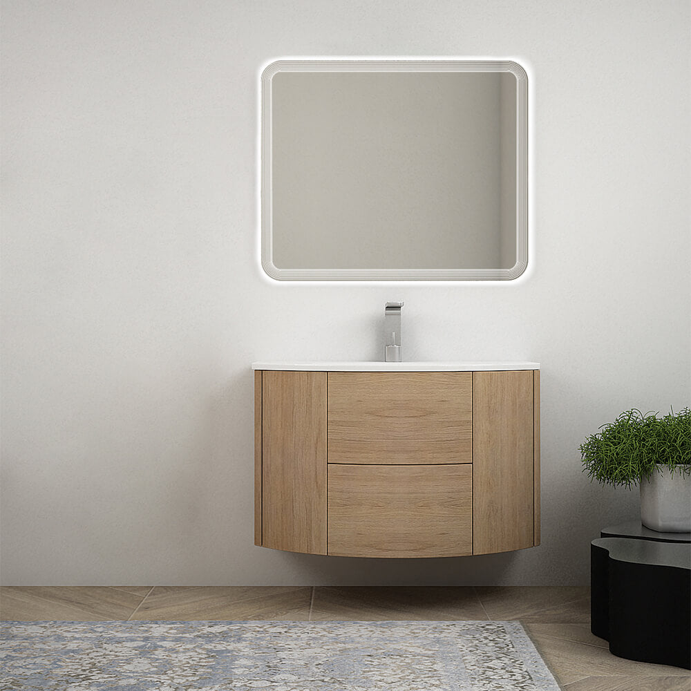 Mobile bagno sospeso Rovere tabacco 90 cm tondo Arcshop