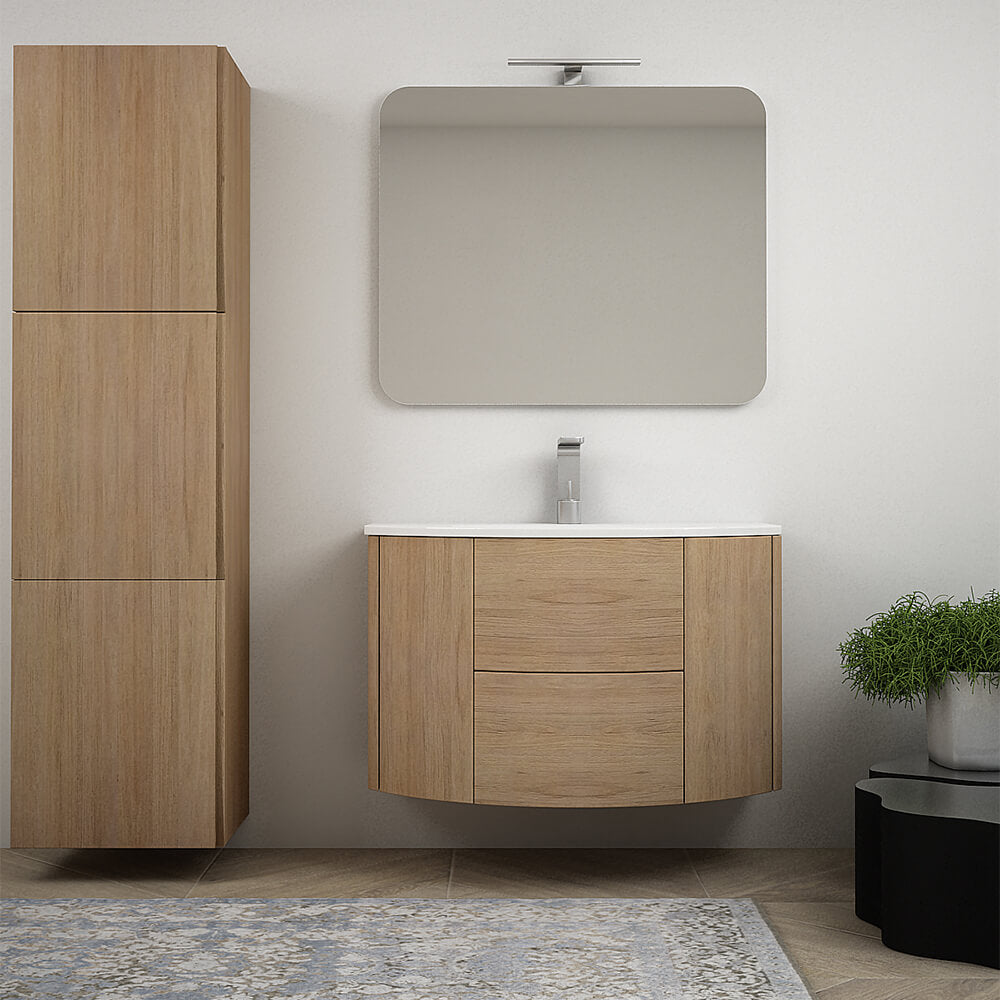 Mobile bagno sospeso Rovere tabacco 90 cm tondo Arcshop