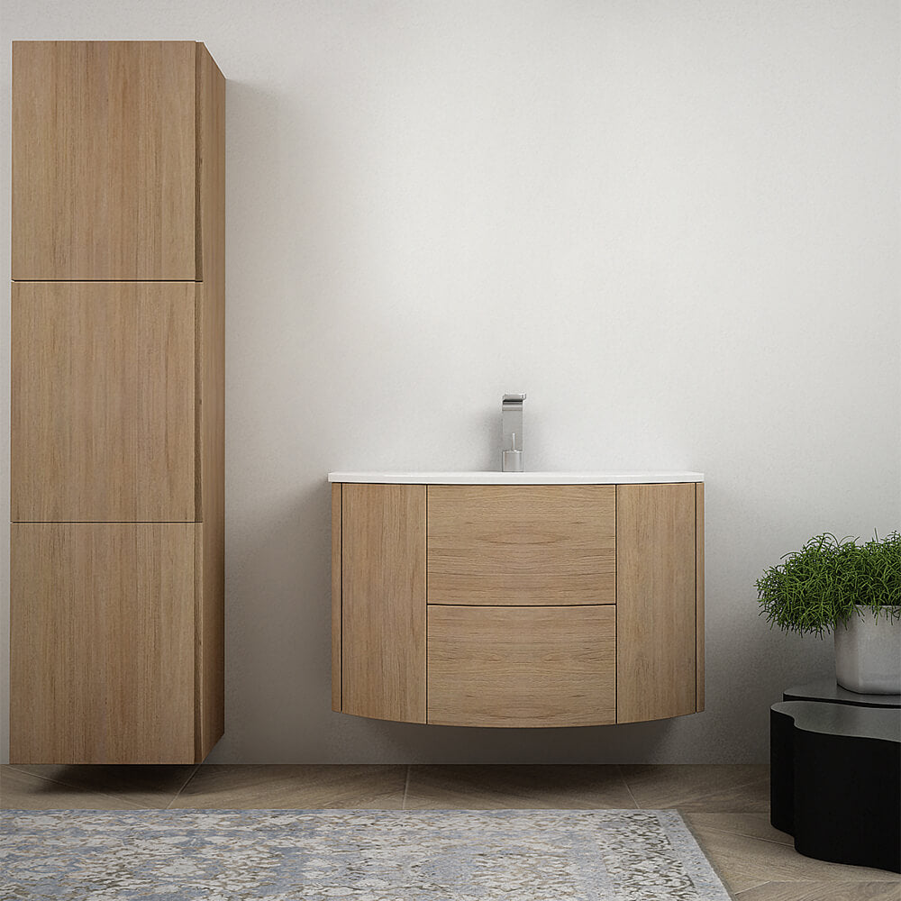 Mobile bagno sospeso Rovere tabacco 90 cm tondo Arcshop