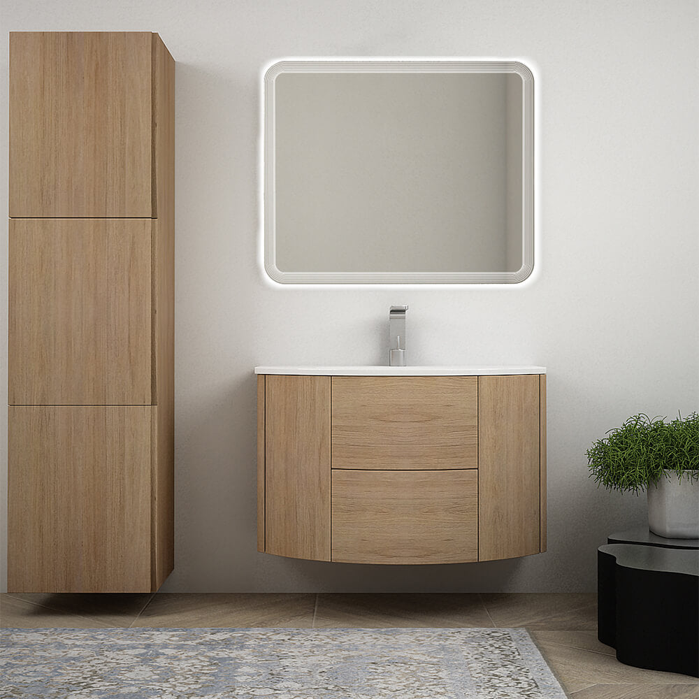 Mobile bagno sospeso Rovere tabacco 90 cm tondo Arcshop