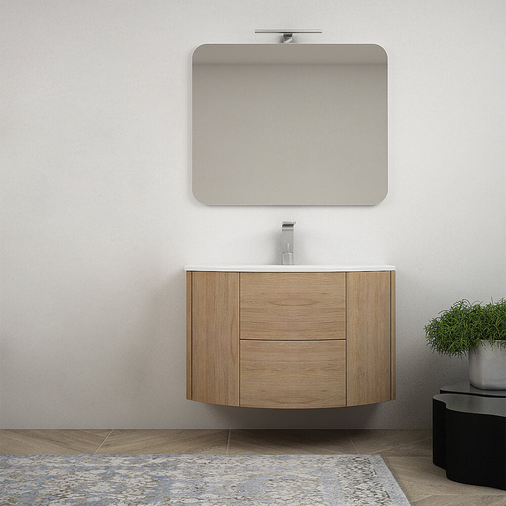 Mobile bagno sospeso Rovere tabacco 90 cm tondo Arcshop