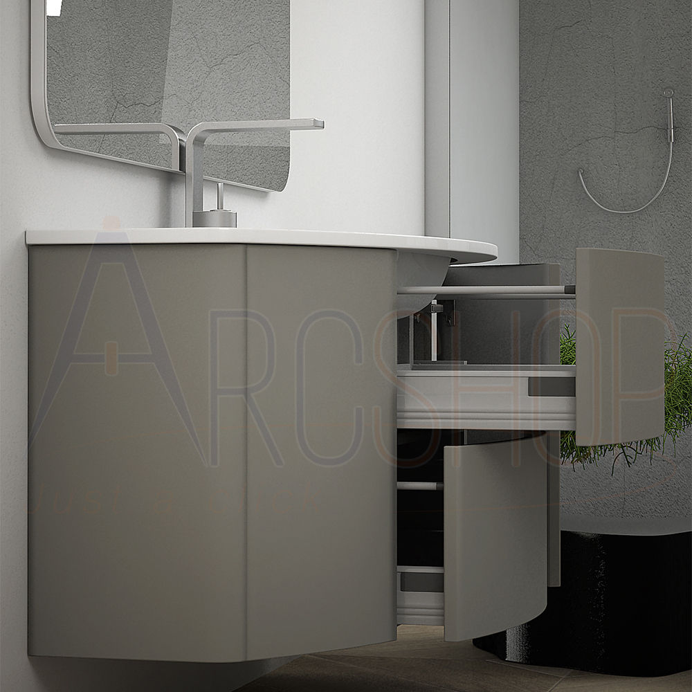 Mobile da bagno Nairobi 90 sospeso tondo Grigio talpa