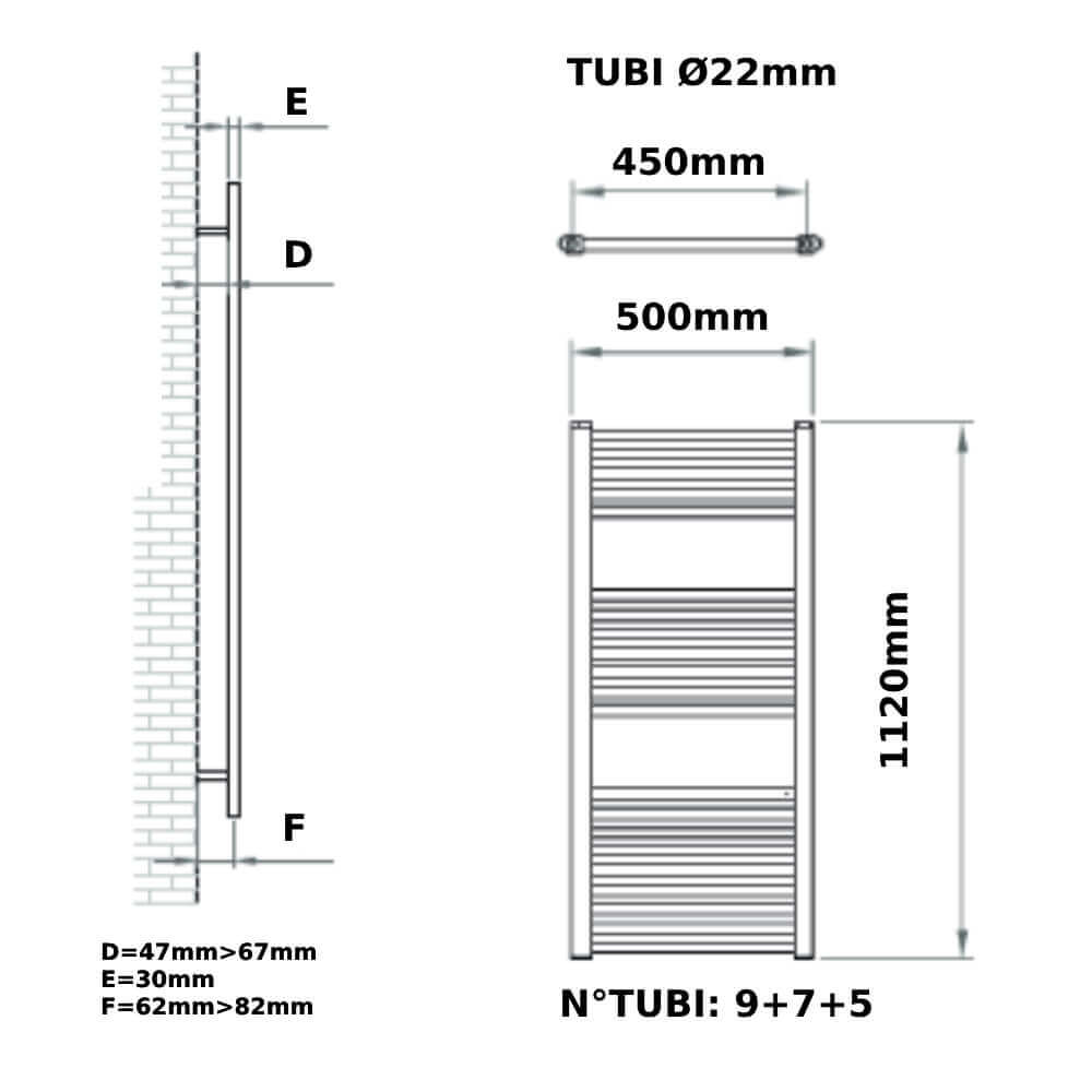 Scaldasalviette cromato 50x112 cm idraulico modello Opera di Ercos Arcshop