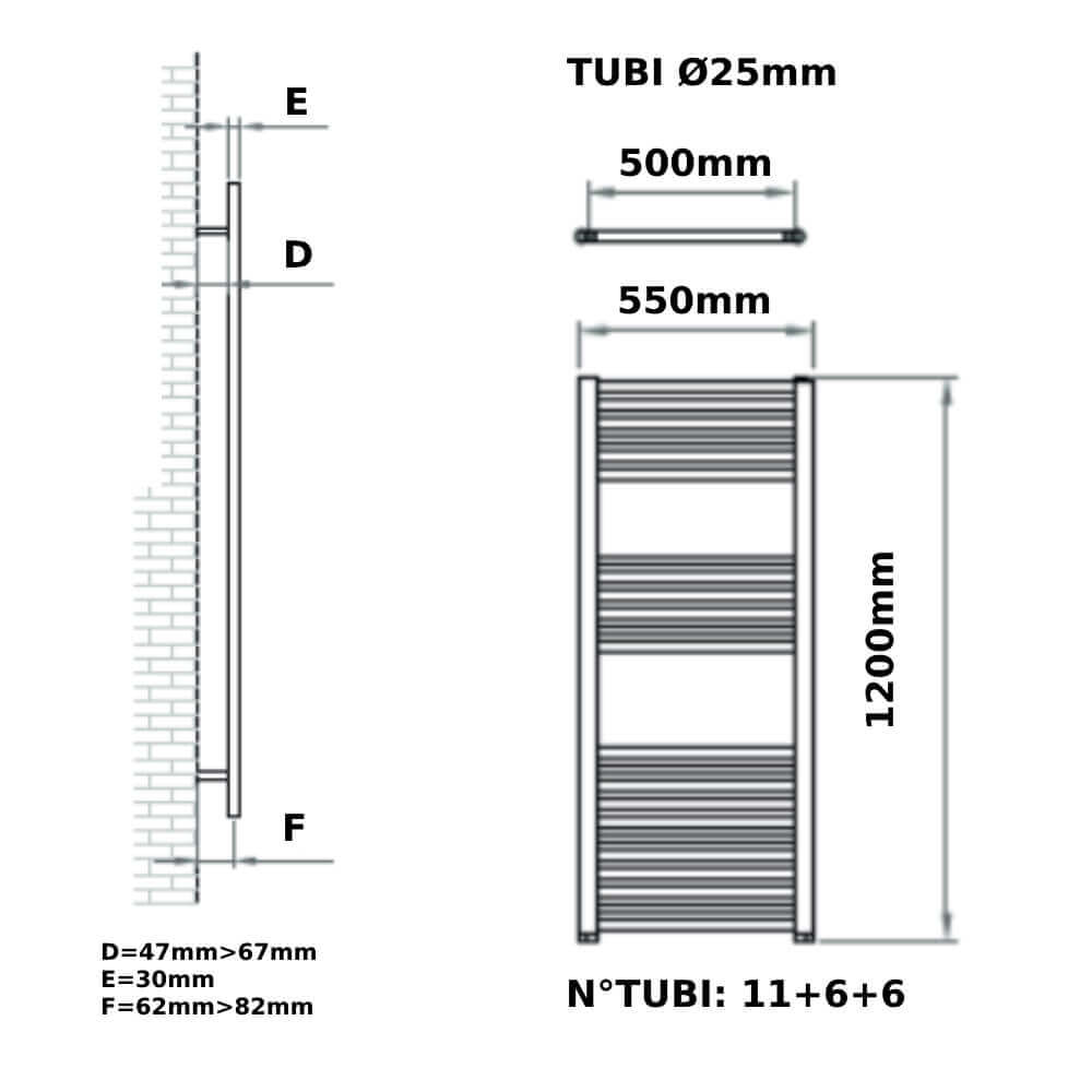 Scaldasalviette idraulico bianco 55X120 cm Opera Ercos Arcshop