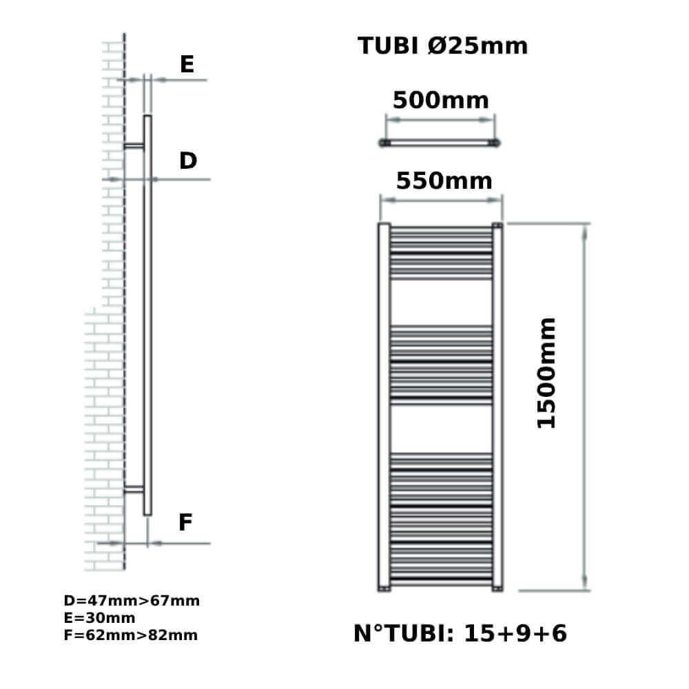 Scaldasalviette bianco 55X150 cm Ercos Modello Opera Arcshop