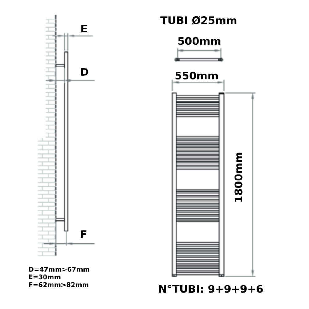 Scaldasalviette 55X180 cm bianco Ercos Modello Opera Arcshop