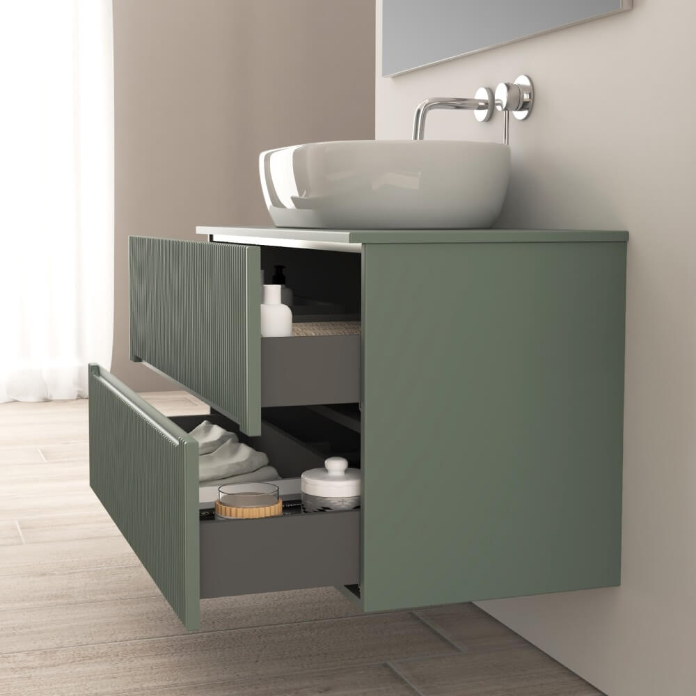 Mobile da bagno verde opaco 100 cm cannettato Palermo - Arcshop