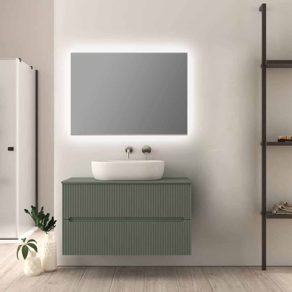 Mobile da bagno verde opaco 100 cm cannettato Palermo - Arcshop