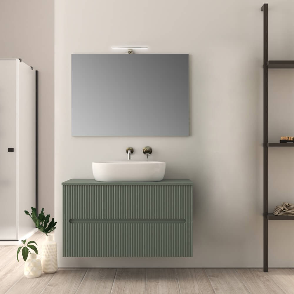 Mobile da bagno verde opaco 100 cm cannettato Palermo - Arcshop