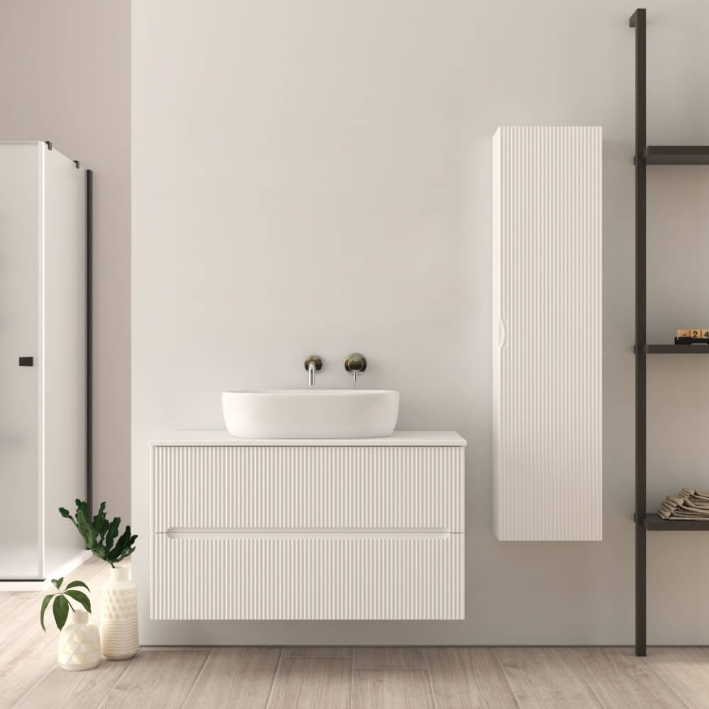 Mobile bagno 100 cm bianco opaco cannettato Palermo Arcshop