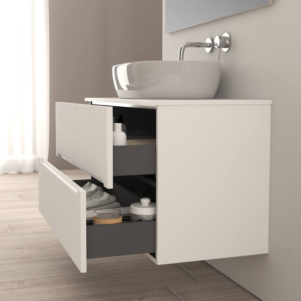 Mobile bagno 100 cm bianco opaco cannettato Palermo