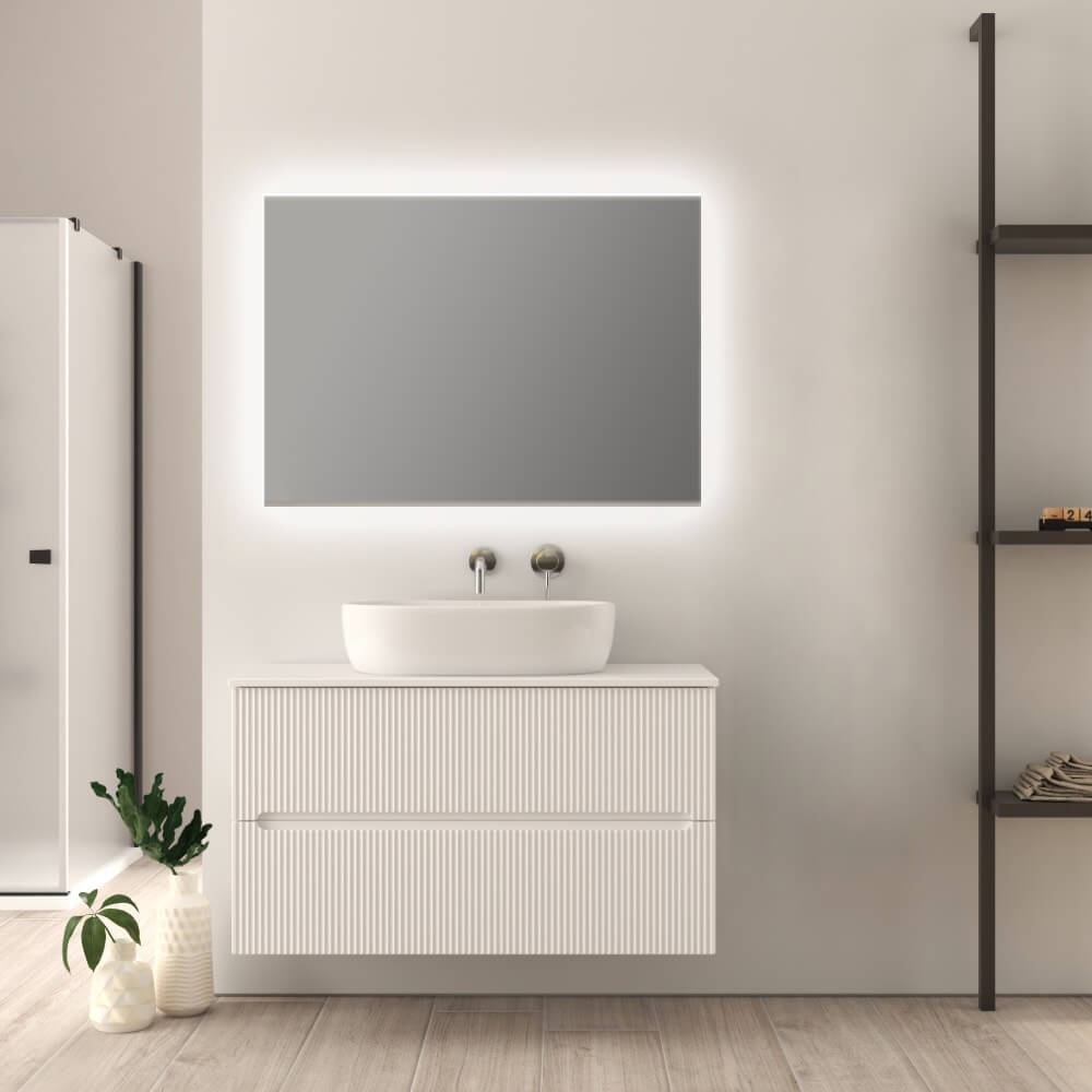 Mobile bagno 100 cm bianco opaco cannettato Palermo Arcshop