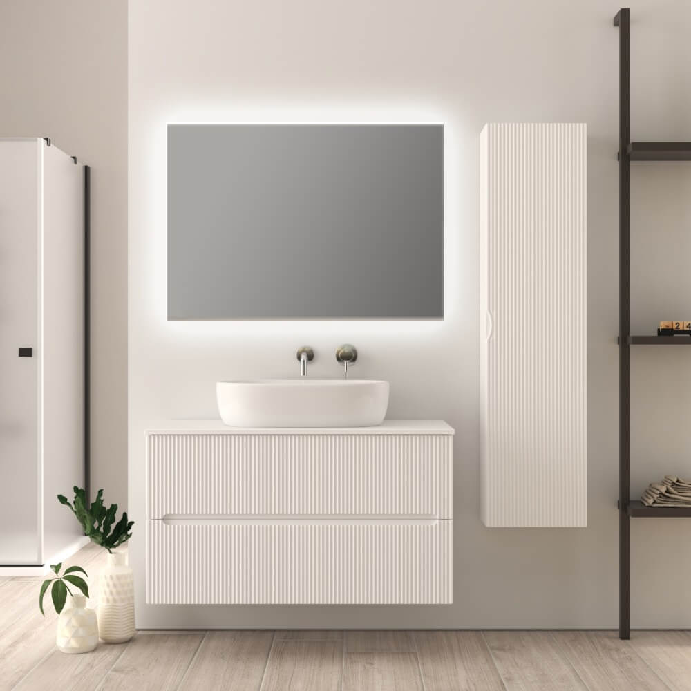 Mobile bagno 100 cm bianco opaco cannettato Palermo - Arcshop