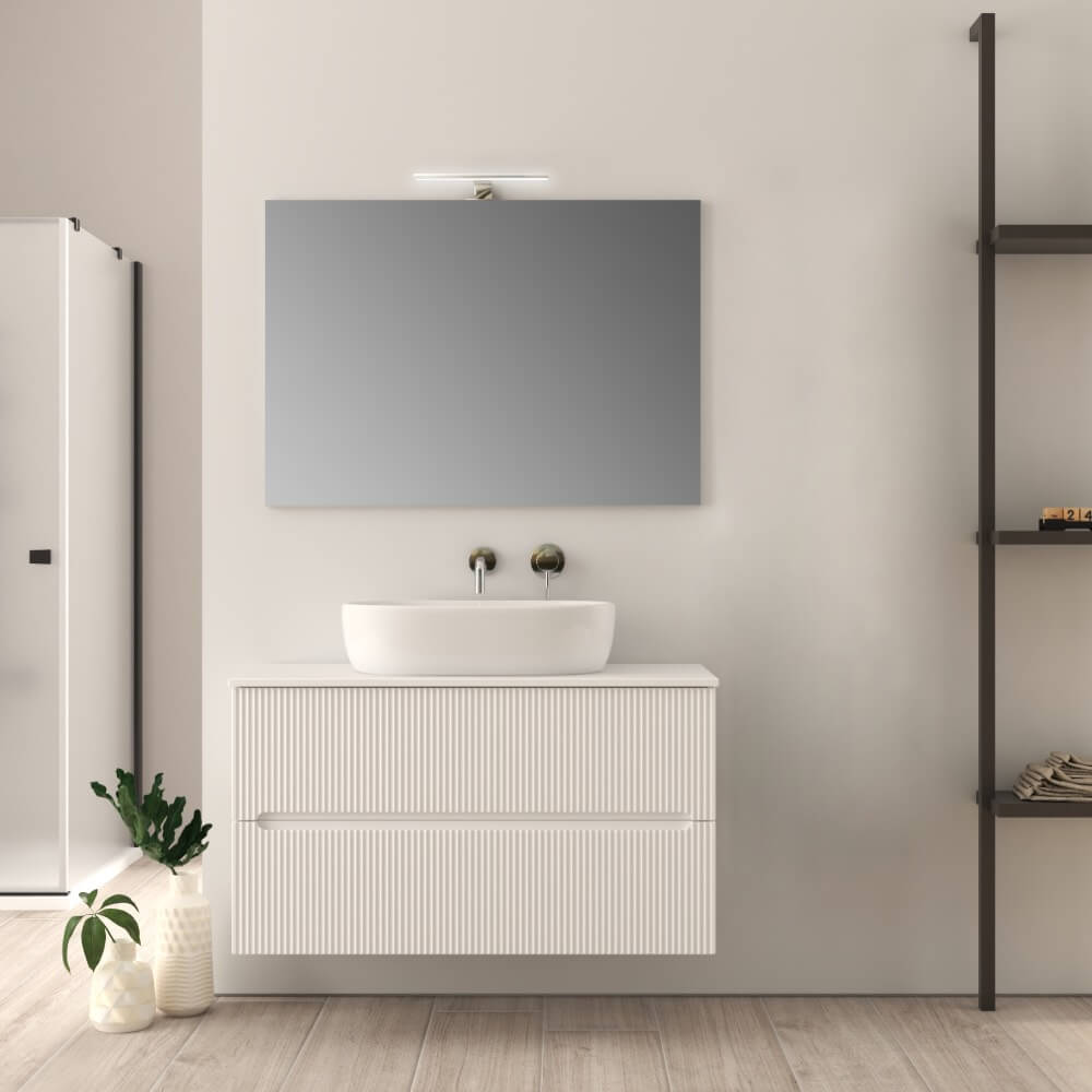 Mobile bagno 100 cm bianco opaco cannettato Palermo Arcshop